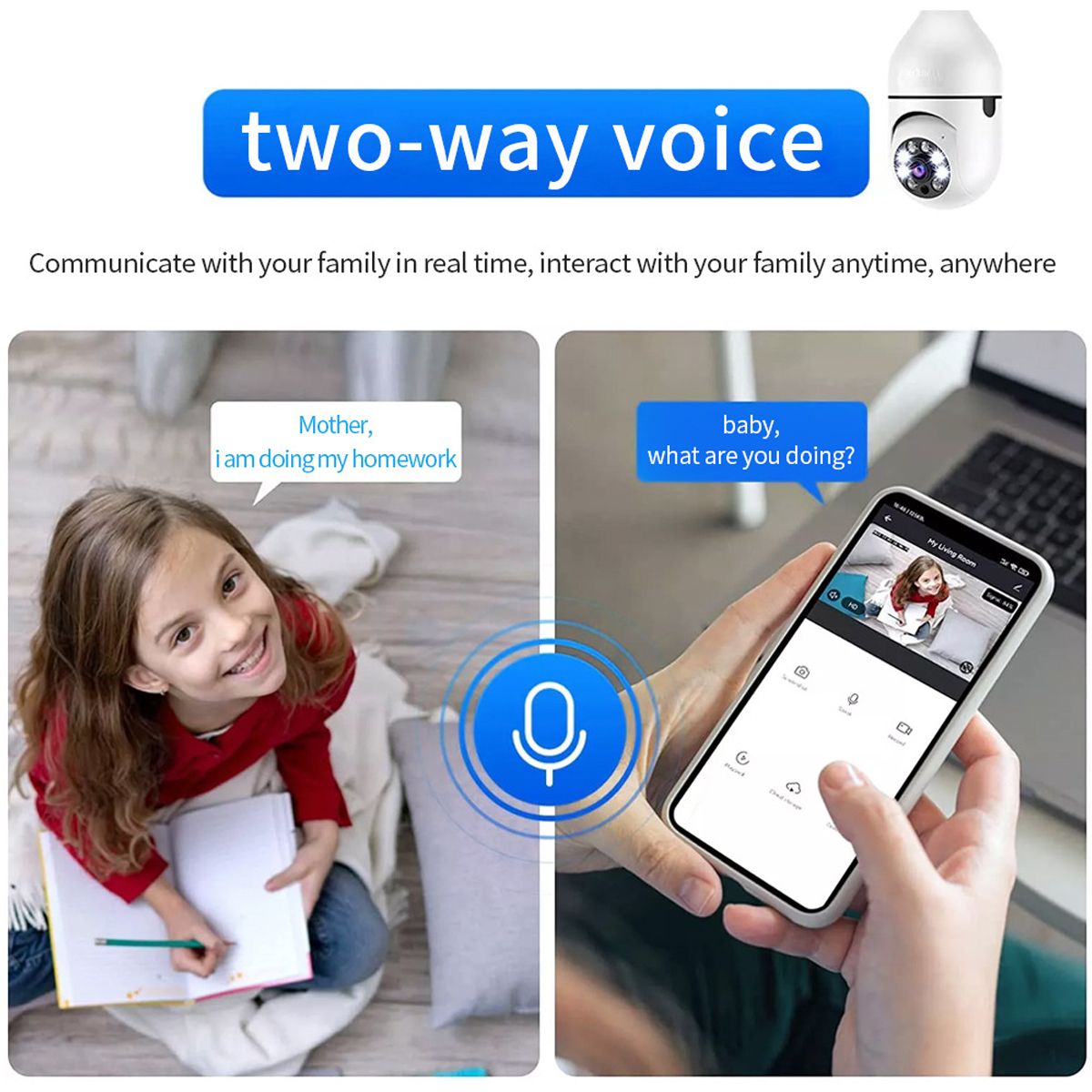 d0101h9utdv Pet camera E27 Surveillance Camera LED Light Bulb Socket 360° 2.4G WiFi Security Protection 1080P Spotlight Automatic Human Tracking - Image 5