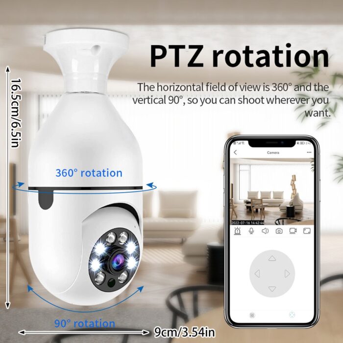 Pet camera E27 Surveillance Camera LED Light Bulb Socket 360° 2.4G WiFi Security Protection 1080P Spotlight Automatic Human Tracking - Image 6