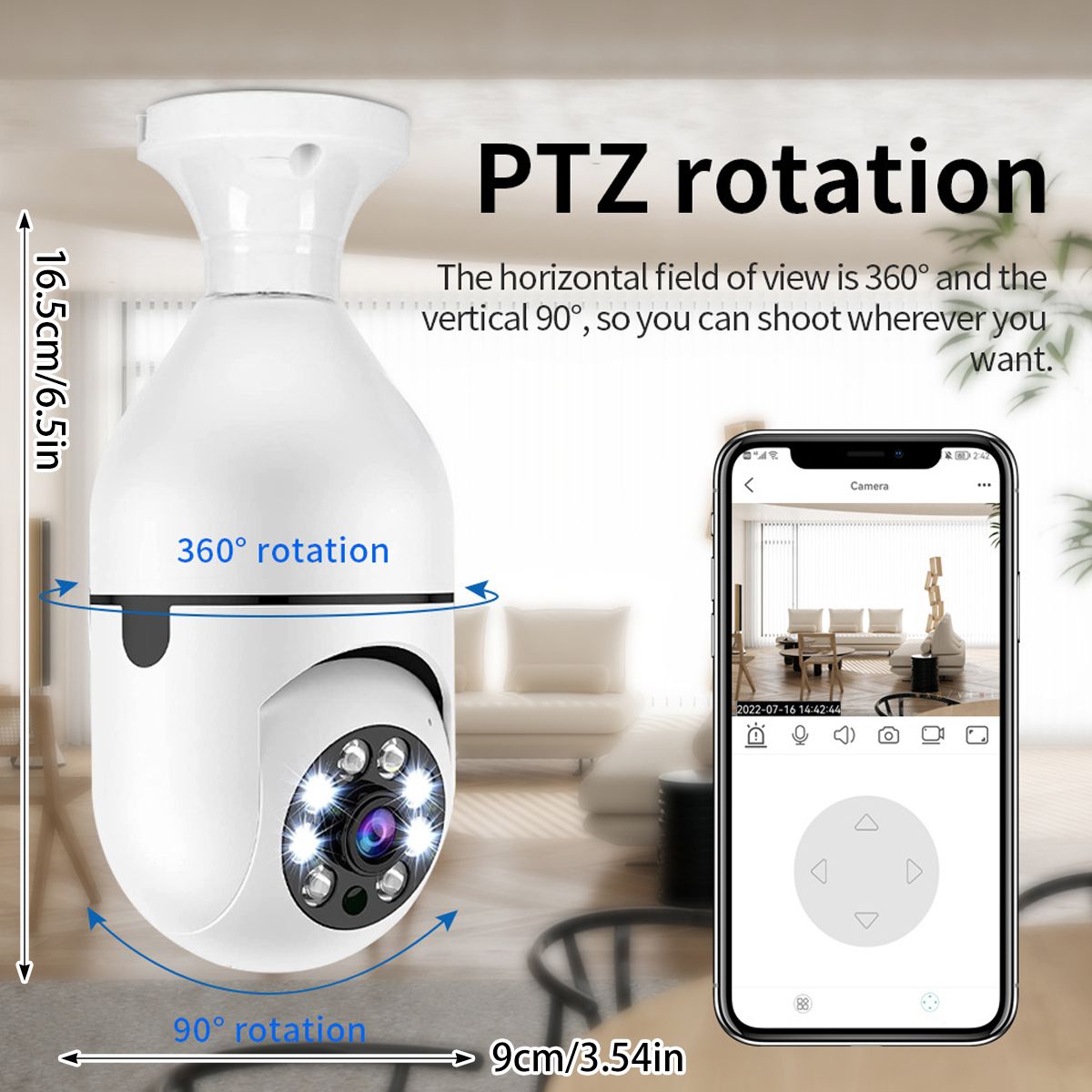 d0101h9utdv Pet camera E27 Surveillance Camera LED Light Bulb Socket 360° 2.4G WiFi Security Protection 1080P Spotlight Automatic Human Tracking - Image 6