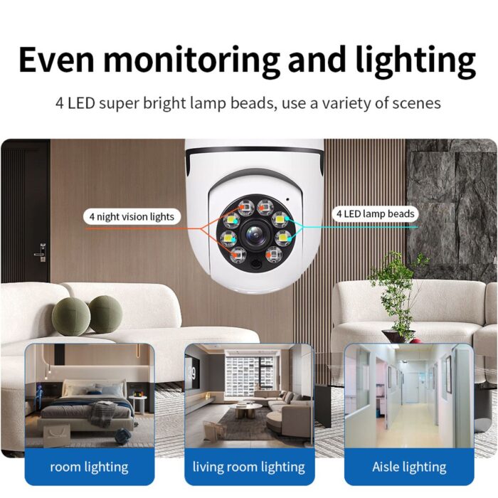 Pet camera E27 Surveillance Camera LED Light Bulb Socket 360° 2.4G WiFi Security Protection 1080P Spotlight Automatic Human Tracking - Image 7