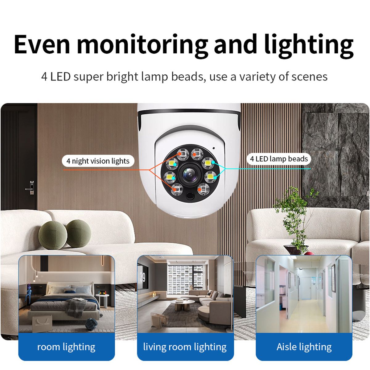 d0101h9utdv Pet camera E27 Surveillance Camera LED Light Bulb Socket 360° 2.4G WiFi Security Protection 1080P Spotlight Automatic Human Tracking - Image 7