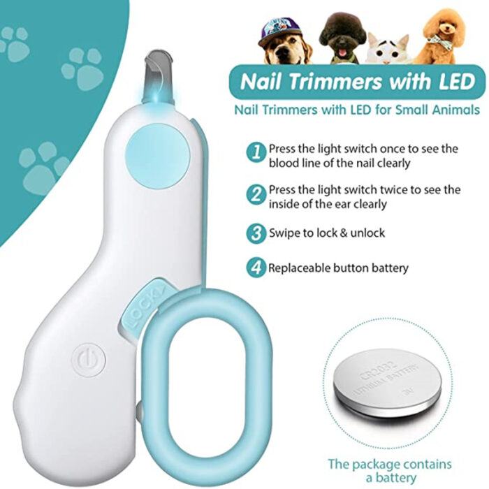 Pet Dog Cat Nail Clippers; Dog Nail Trimmers With LED Lights; Professional Beauty Care Tools - Image 4