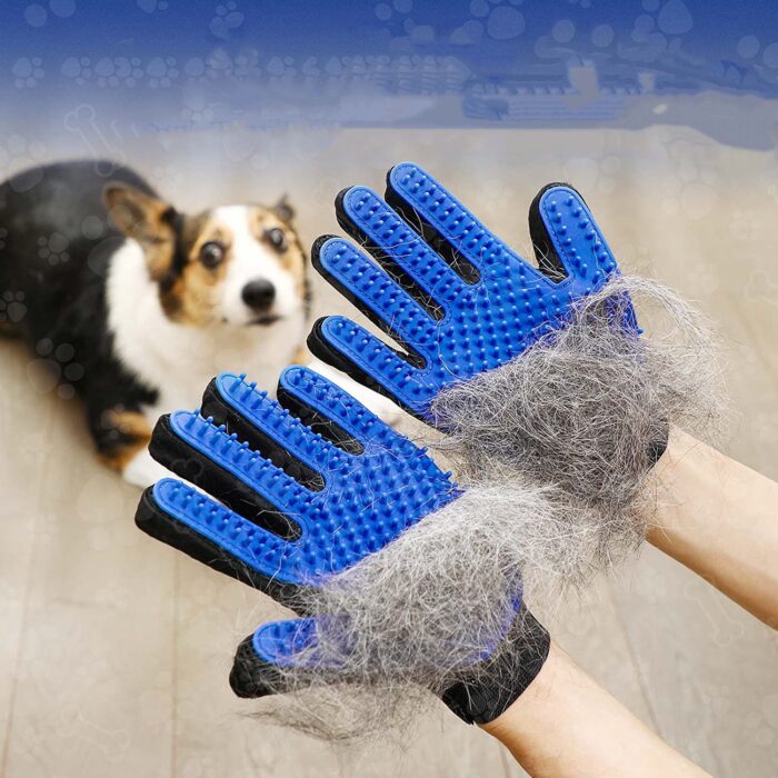 1pair Pet Grooming Glove Gentle Hair Remover Brush - Image 7