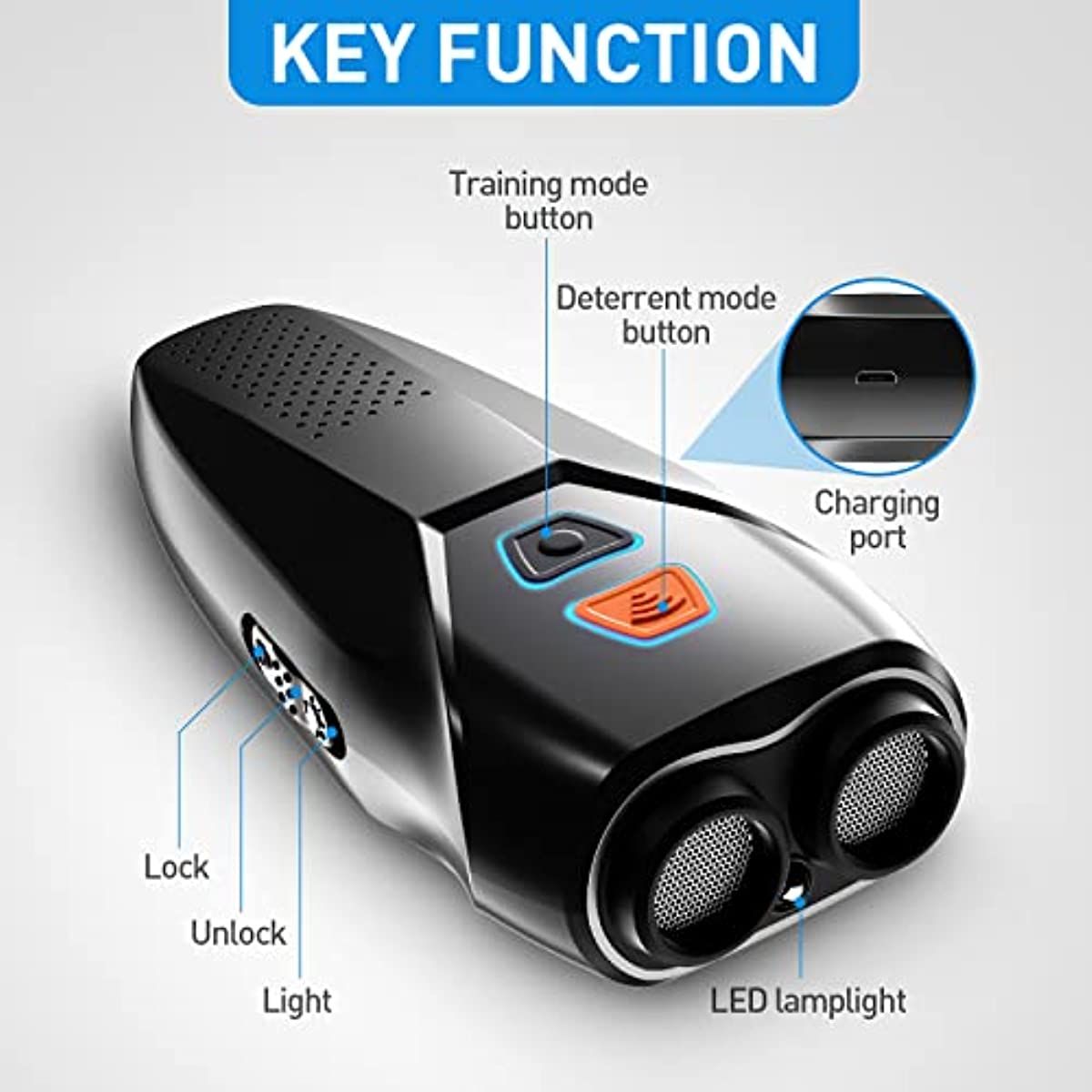 d0101hiqwrg Dog Barking Control Devices Dual Sensor Anti Barking Device with Training/Deterrent Modes Dog Whistle to Stop Barking Ultrasonic Dog Barking Deterrent with LED Flashlight 25 FT Range Rechargeable - Image 3