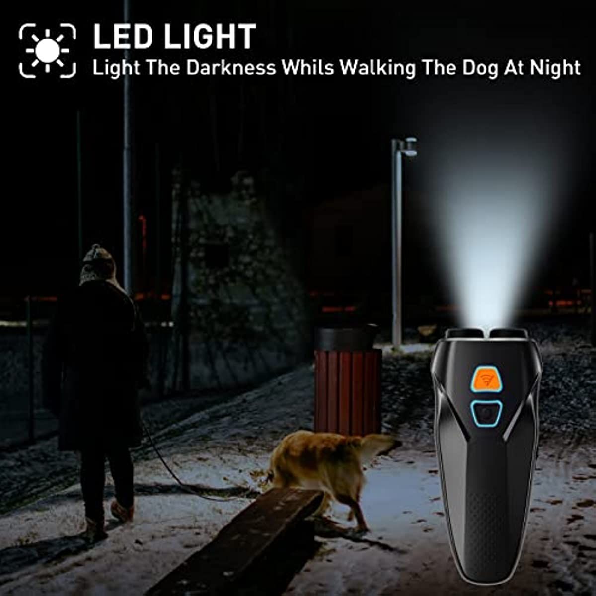 d0101hiqwrg Dog Barking Control Devices Dual Sensor Anti Barking Device with Training/Deterrent Modes Dog Whistle to Stop Barking Ultrasonic Dog Barking Deterrent with LED Flashlight 25 FT Range Rechargeable - Image 7