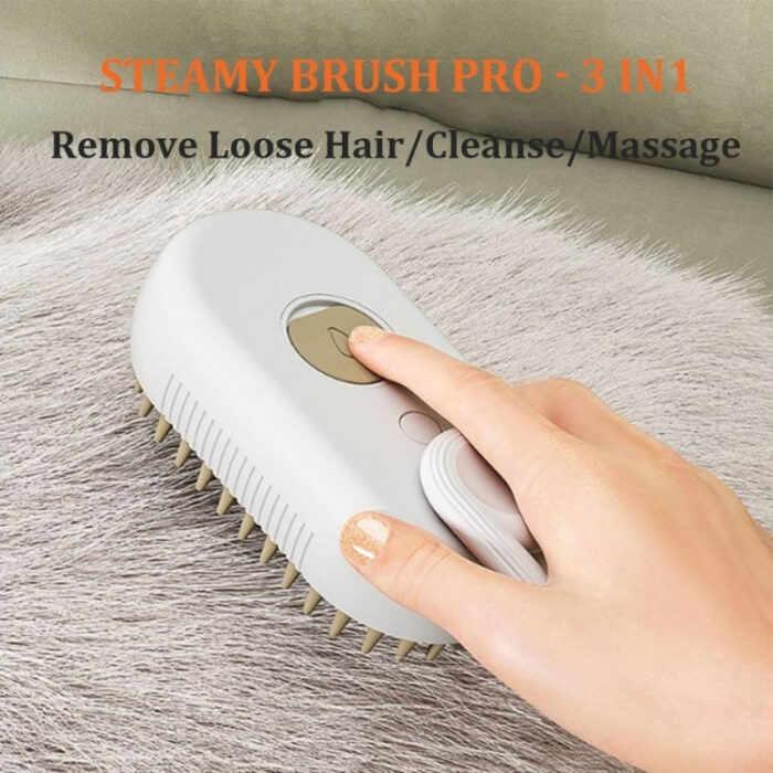 Foldable Rechargeable Cat Steamy Grooming Brush Cleaning Tool - Image 3