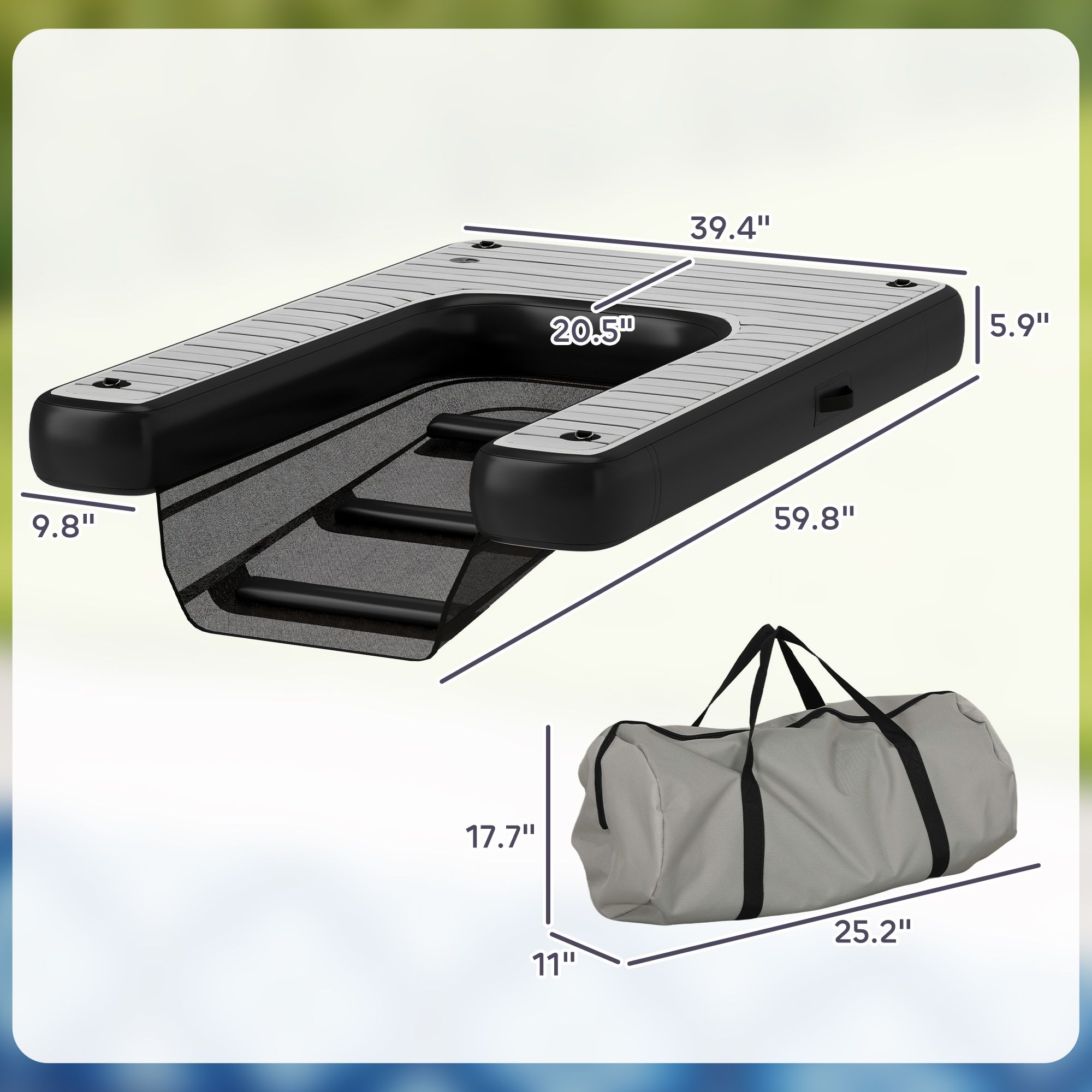 d01027554ux PawHut Inflatable Dog Boat Ramp Up to 286 lbs, for Boat, Dock, Lake, Non-Slip, Safe & Easy - Image 3