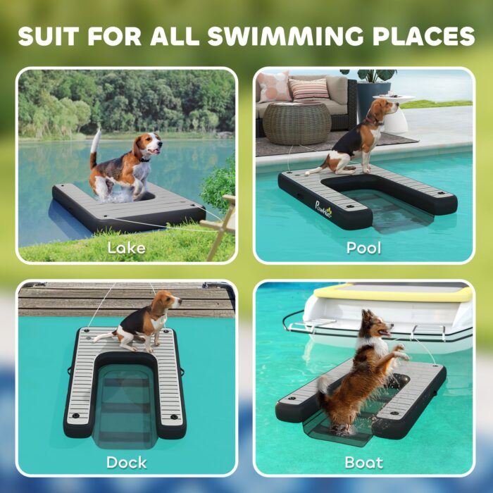 PawHut Inflatable Dog Boat Ramp Up to 286 lbs, for Boat, Dock, Lake, Non-Slip, Safe & Easy - Image 5