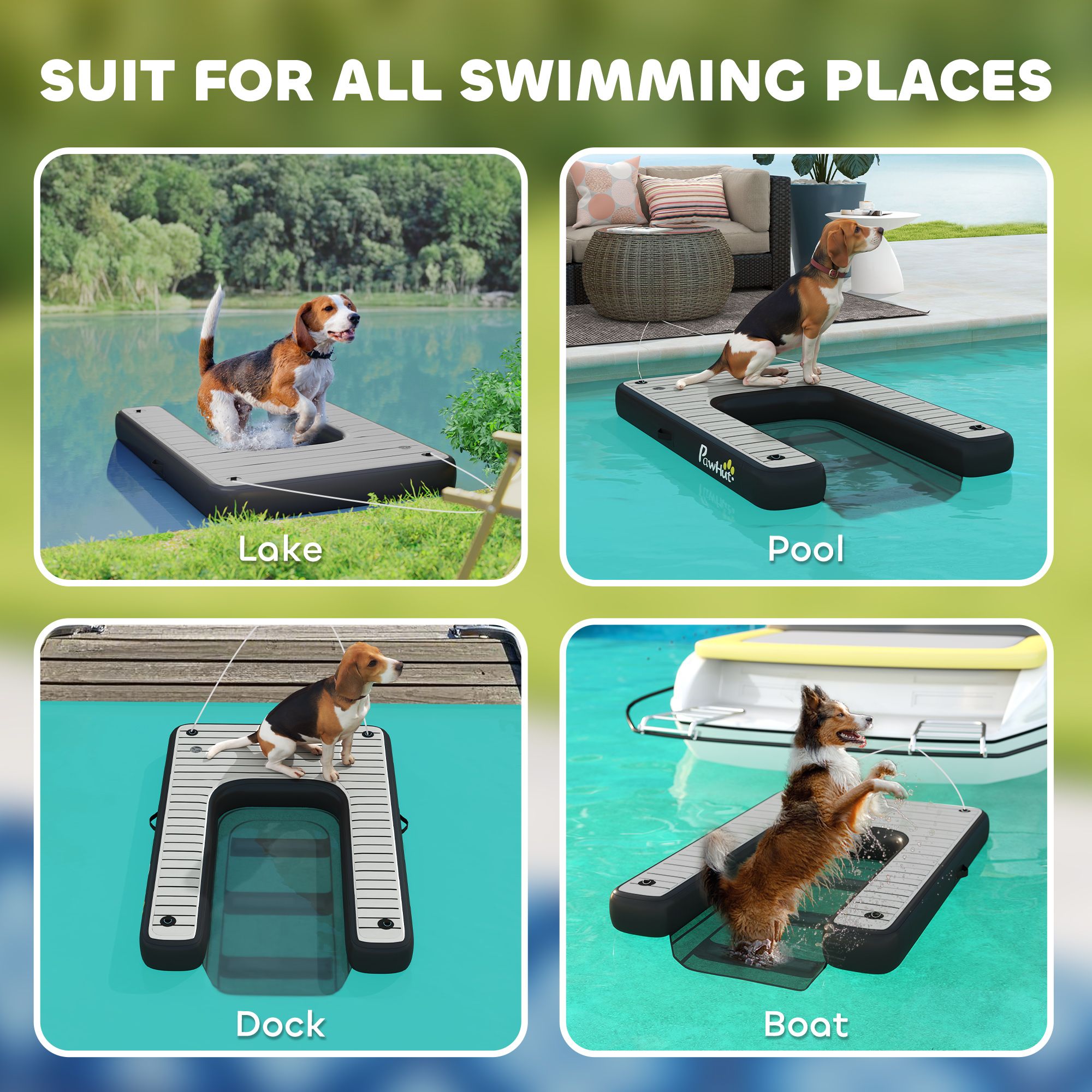 d01027554ux PawHut Inflatable Dog Boat Ramp Up to 286 lbs, for Boat, Dock, Lake, Non-Slip, Safe & Easy - Image 5
