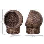 PawHut Handmade Wicker Elevated Cat Bed with Cushion Dark Brown for Kittens - Image 3