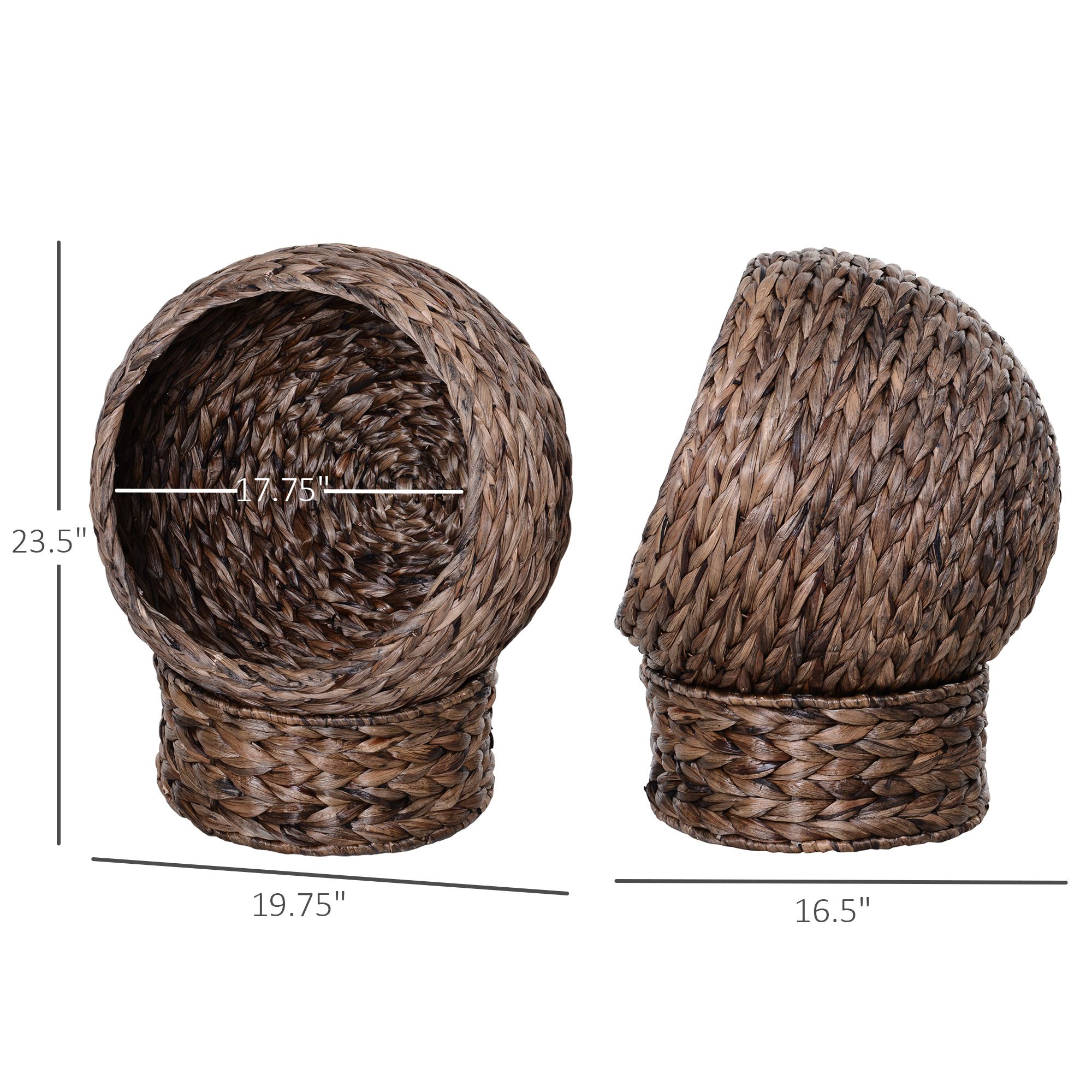 d010275750p PawHut Handmade Wicker Elevated Cat Bed with Cushion Dark Brown for Kittens - Image 3