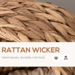 PawHut 20" Elevated Cat Bed, Natural Braided Banana Leaf Basket with Cushion, Brown - Image 6
