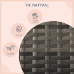 PawHut Rattan Outdoor Dog Bed with Canopy Soft Cushion Removable Cover Medium Large Dogs Gray - Image 5