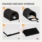 PawHut Winter Portable Heated Double Wide Water-Resistant Indoor Outdoor cat houses for multiple cats - Black - Image 5