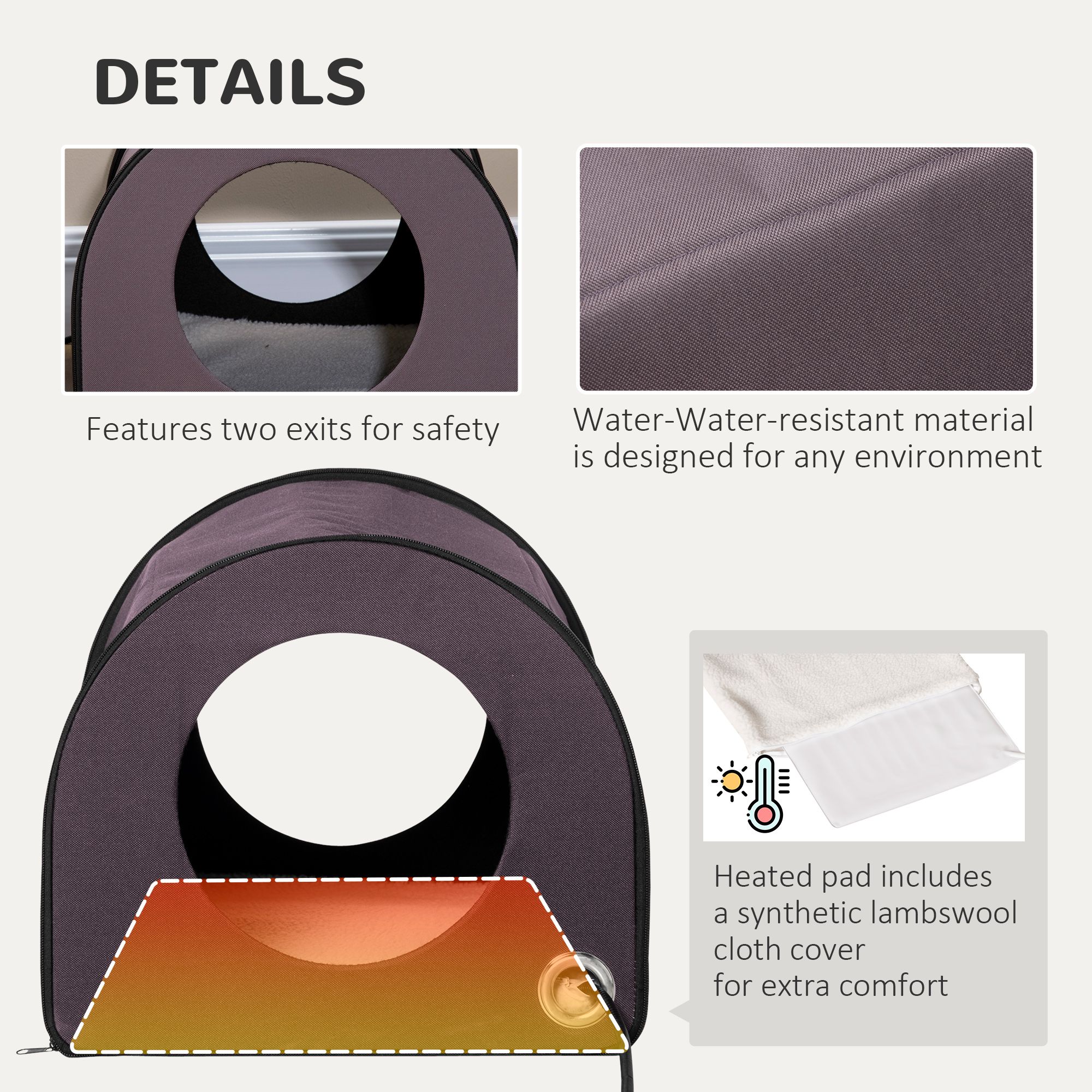 d0102757xtj PawHut Heated Cat House Outdoor Portable Heated Cat Houses, Elevated Waterproof and Insulated A Safe Pet House Stay Warm and Dry Brown - Image 4