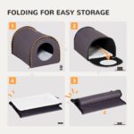 PawHut Heated Cat House Outdoor Portable Heated Cat Houses, Elevated Waterproof and Insulated A Safe Pet House Stay Warm and Dry Brown - Image 5