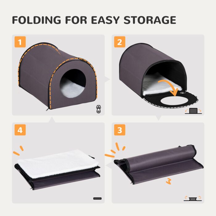 PawHut Heated Cat House Outdoor Portable Heated Cat Houses, Elevated Waterproof and Insulated A Safe Pet House Stay Warm and Dry Brown - Image 5