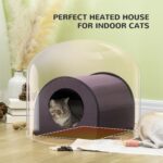 PawHut Heated Cat House Outdoor Portable Heated Cat Houses, Elevated Waterproof and Insulated A Safe Pet House Stay Warm and Dry Brown - Image 6