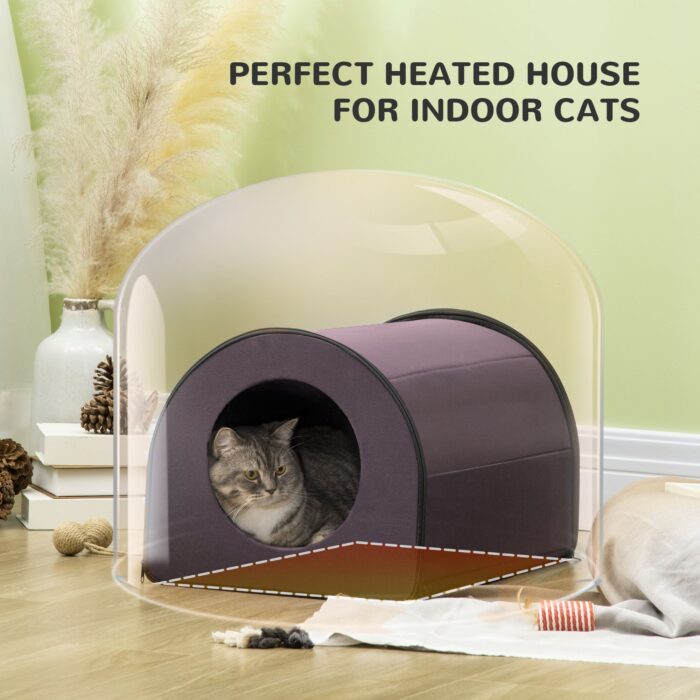 PawHut Heated Cat House Outdoor Portable Heated Cat Houses, Elevated Waterproof and Insulated A Safe Pet House Stay Warm and Dry Brown - Image 6