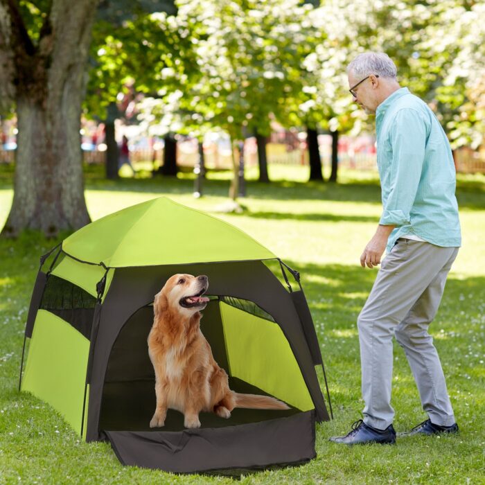 PawHut Extra Large Dog Portable Camping Tent with Carrying Bag for Beach Backyard Home in Green - Image 2