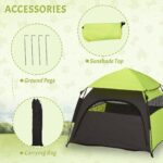 PawHut Extra Large Dog Portable Camping Tent with Carrying Bag for Beach Backyard Home in Green - Image 7