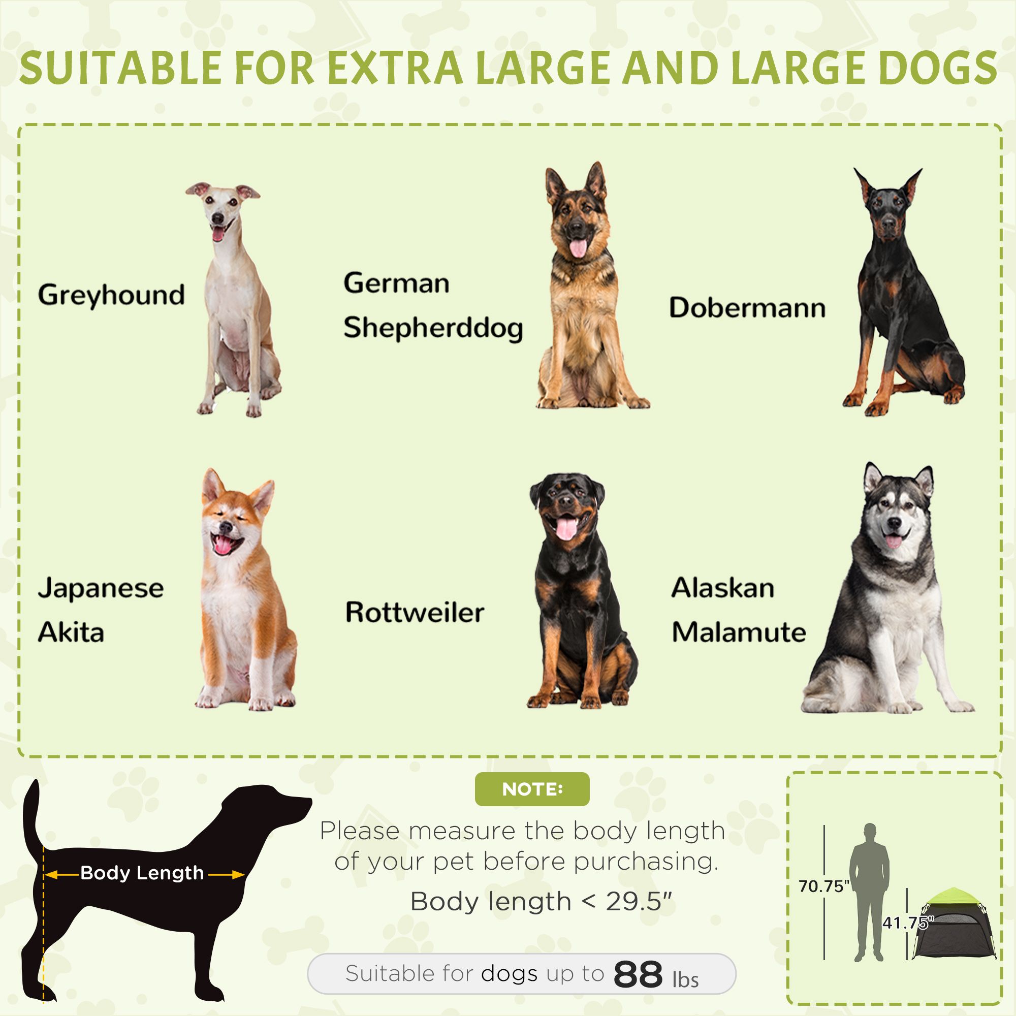 d010277n8a6 PawHut Extra Large Dog Portable Camping Tent with Carrying Bag for Beach Backyard Home in Green - Image 4