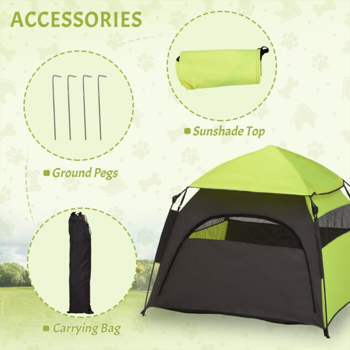 PawHut Extra Large Dog Portable Camping Tent with Carrying Bag for Beach Backyard Home in Green - Image 7