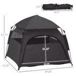 PawHut Pop Up Dog Tent for Extra Large and Large Dogs with Carry Bag, for Beach, Backyard, Home, Dark Gray - Image 3