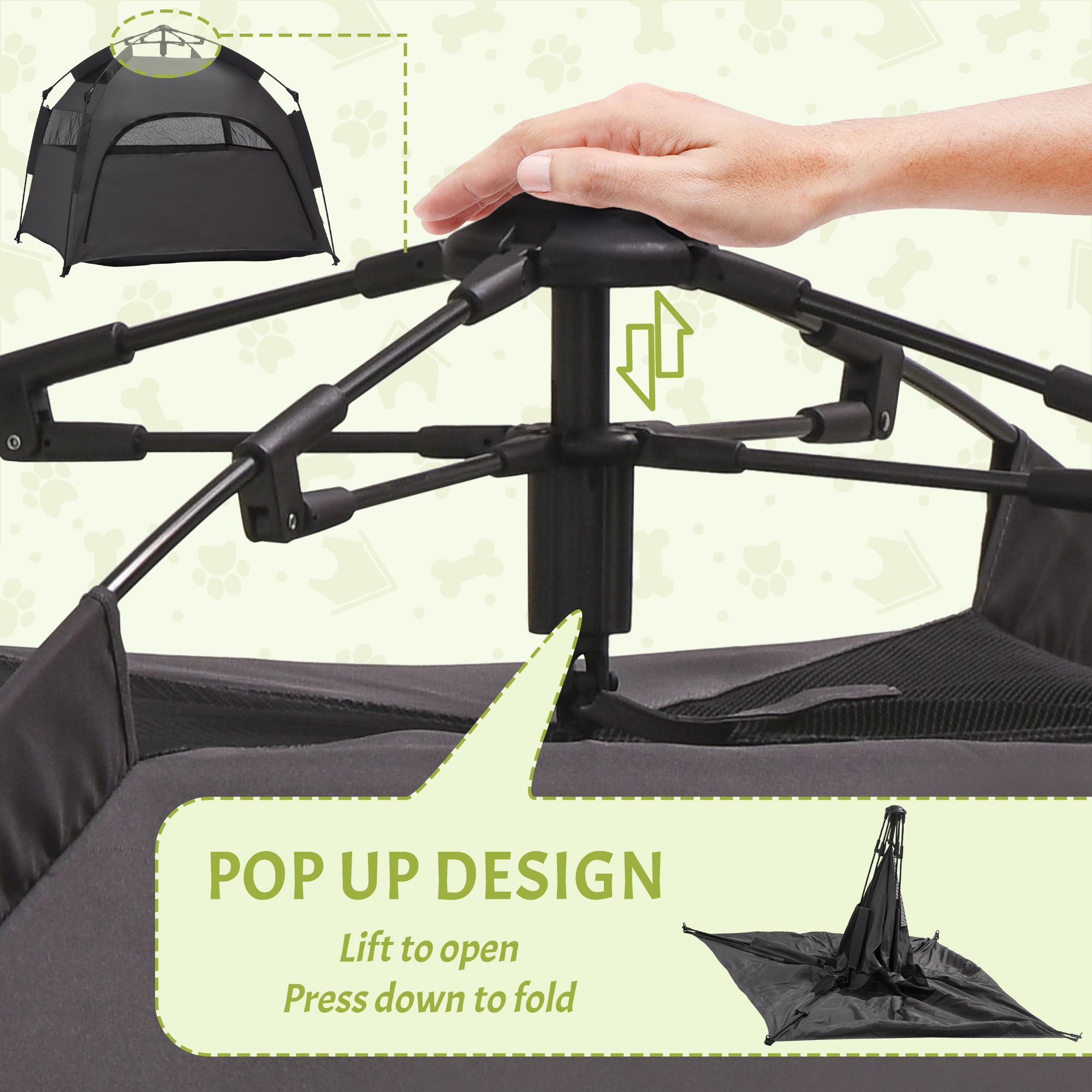 d010277nk7p PawHut Pop Up Dog Tent for Extra Large and Large Dogs with Carry Bag, for Beach, Backyard, Home, Dark Gray - Image 5