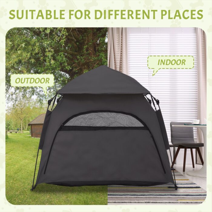 PawHut Pop Up Dog Tent for Extra Large and Large Dogs with Carry Bag, for Beach, Backyard, Home, Dark Gray - Image 6