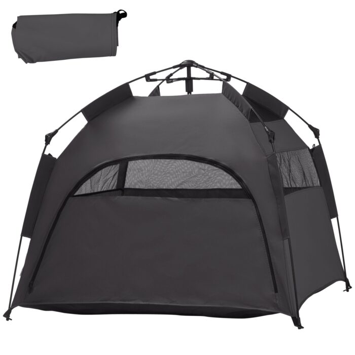 PawHut Pop Up Dog Tent for Extra Large and Large Dogs with Carry Bag, for Beach, Backyard, Home, Dark Gray - Image 1