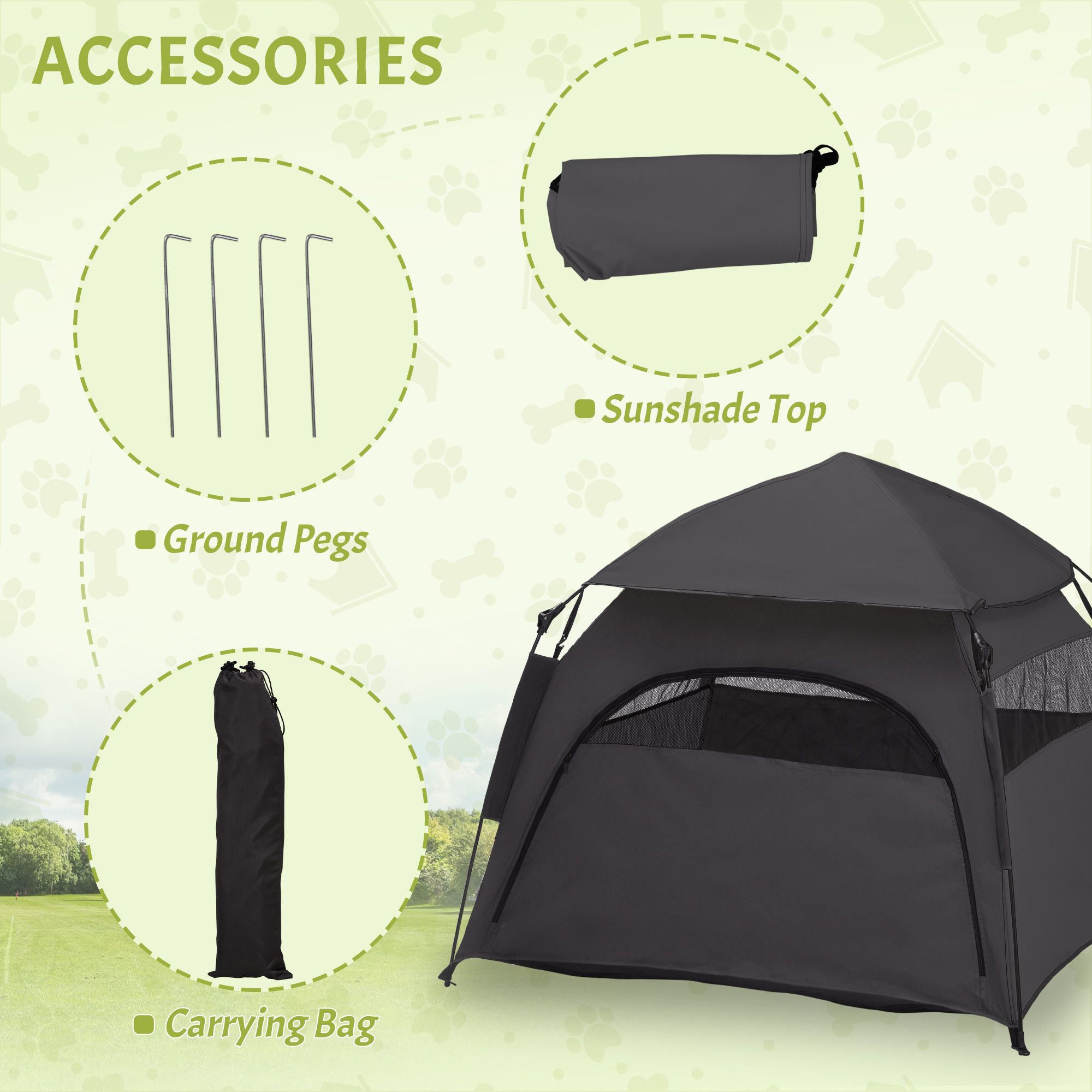 d010277nk7p PawHut Pop Up Dog Tent for Extra Large and Large Dogs with Carry Bag, for Beach, Backyard, Home, Dark Gray - Image 7