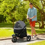 PawHut 3 in 1 Pet Jogging Stroller for Small Dogs and Cats with Detachable Carrier, Storage Basket, Gray - Image 2