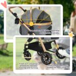 PawHut 3 in 1 Dog Stroller with Detachable Cabin, 4 Wheel Folding Lightweight Pet Stroller for Small Dogs, Gray - Image 7