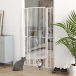 PawHut 67" Extra Tall Pet Gate, 30"-41" Dog Gate with Cat Door, 1.4" Narrow Gap, 2.8" and 5.5" Extension, for Doorway, Hallway - Image 2