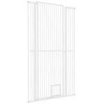 PawHut 67" Extra Tall Pet Gate, 30"-41" Dog Gate with Cat Door, 1.4" Narrow Gap, 2.8" and 5.5" Extension, for Doorway, Hallway