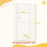 PawHut 67" Extra Tall Pet Gate, 30"-41" Dog Gate with Cat Door, 1.4" Narrow Gap, 2.8" and 5.5" Extension, for Doorway, Hallway - Image 3
