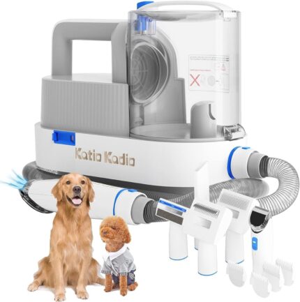 Pet Grooming Kit, 5 in 1 Dog Grooming Kit with 2 Suction Mode, Low Noise Dog Hair Remover, Dog Vacuums for Hair Cleaning for Shedding Small, Medium Pet for Dog Hair at Home