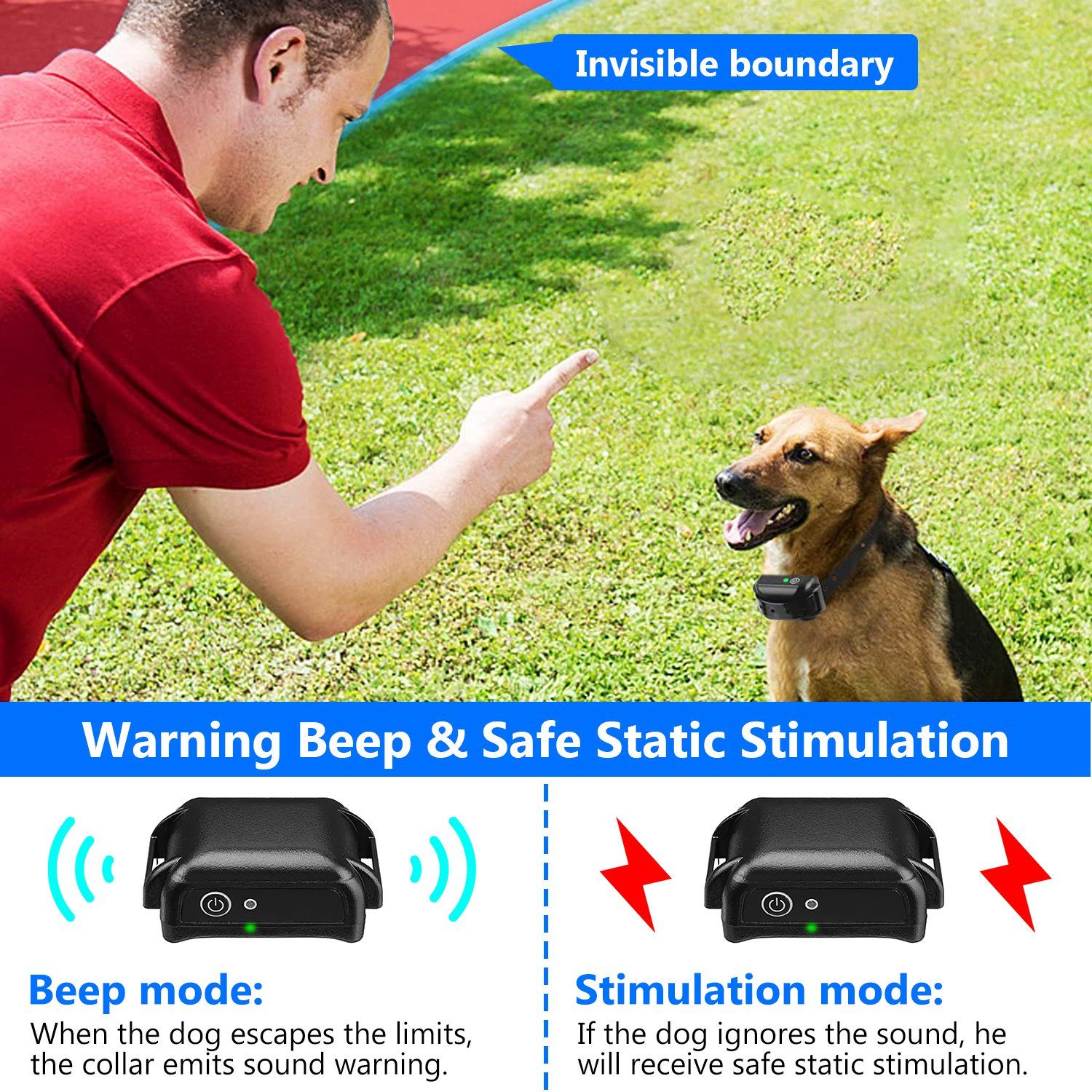 d0102h2g19u Wireless Electric Dog Fence Pet Shock Boundary Containment System Electric Training Collar For Small Medium Large Dogs - Image 6