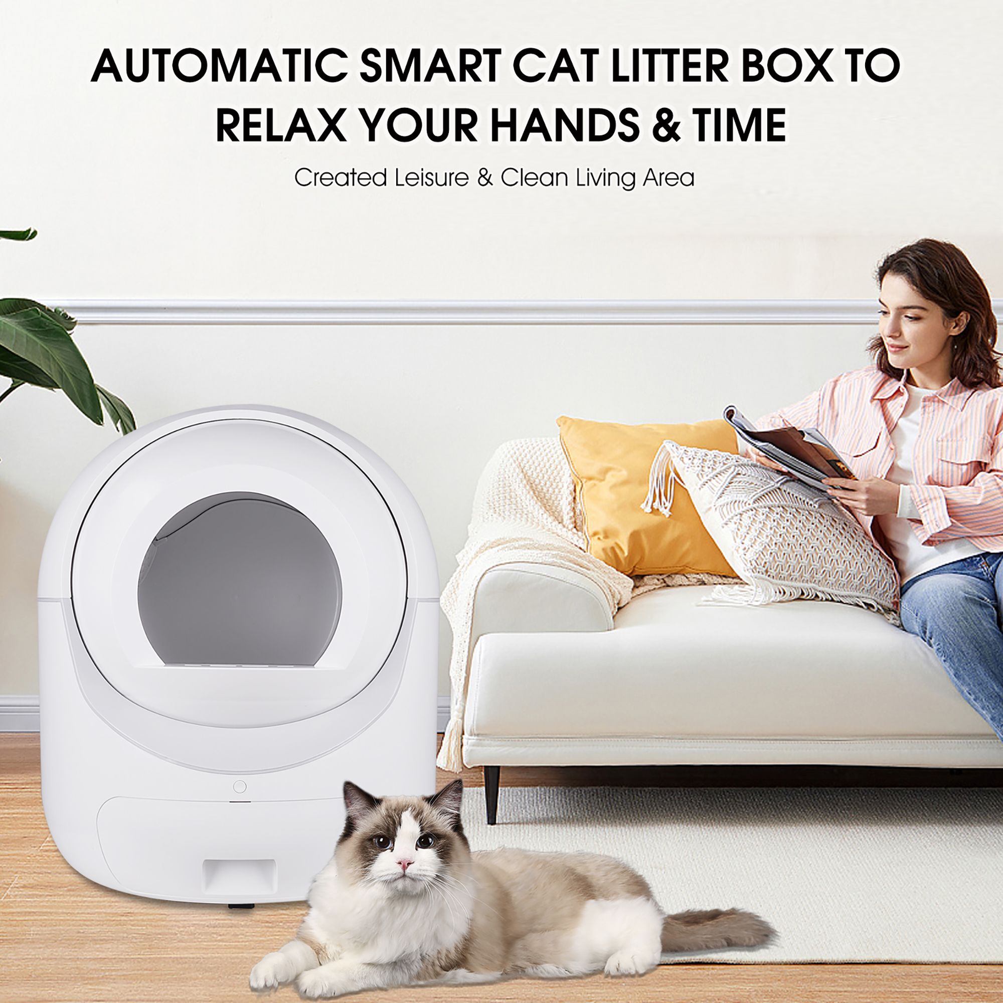d0102h5uewp Smart Automatic Cat Litter Box,Automatic Scooping and Odor Removal, App Control, Support 5G&2.4G WiFi for Multiple Cats, Double Odor Removal - Image 5