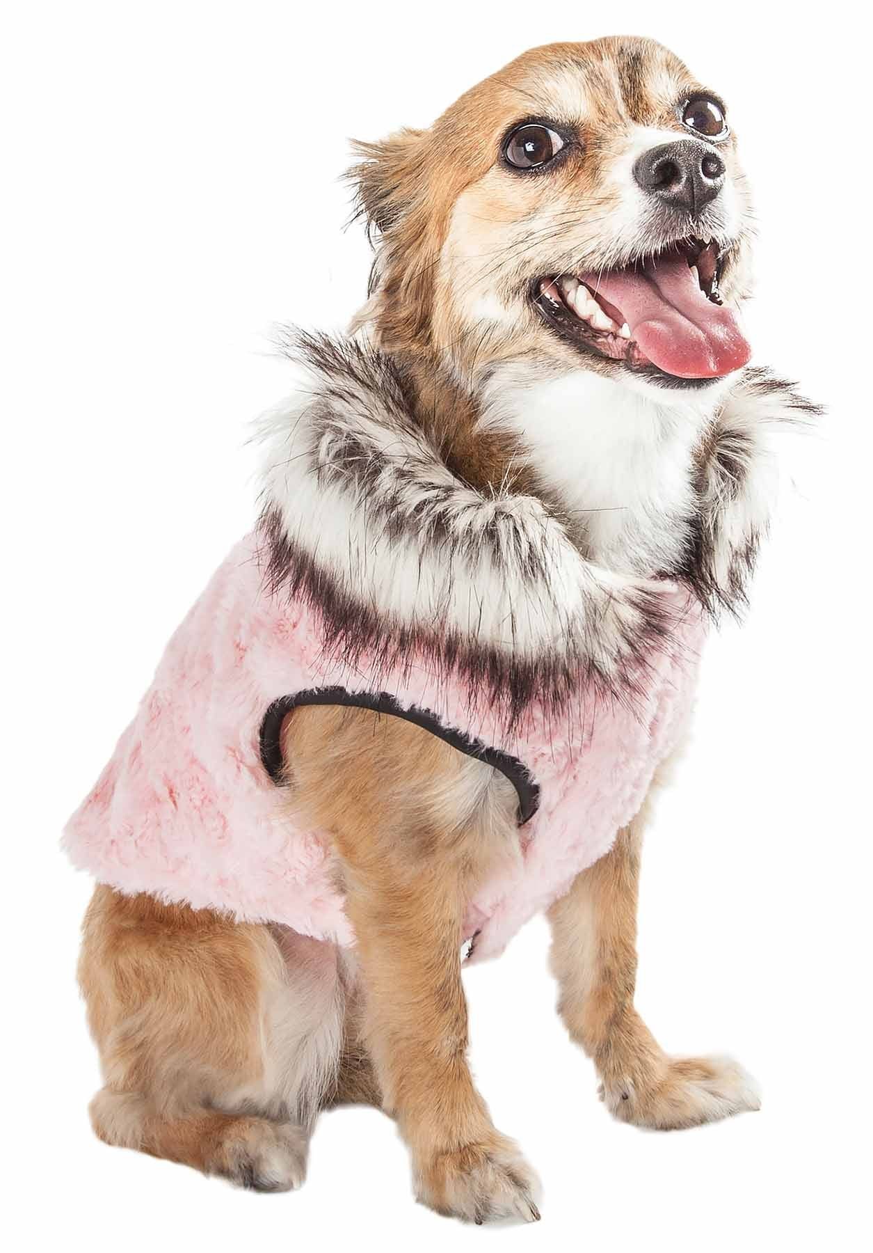 d0102h70mfu Pet Life Luxe 'Pinkachew' Charming Designer Mink Fur Dog Coat Jacket - Image 2