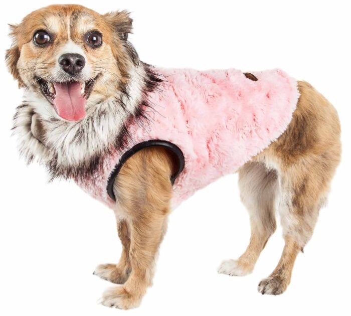 Pet Life Luxe 'Pinkachew' Charming Designer Mink Fur Dog Coat Jacket - Image 1