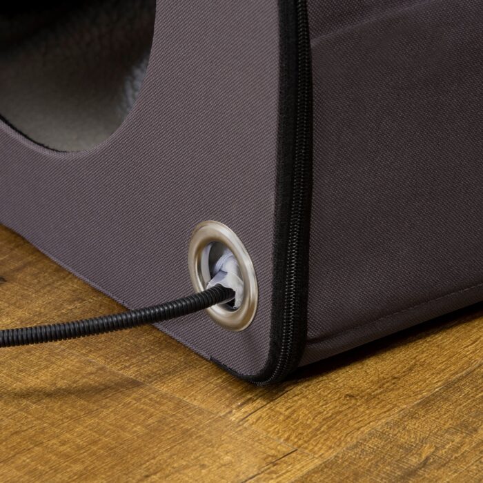 PawHut Dome Heated Cat House Portable and Waterproof Pet Shelter for Kitty in Winter, Brown - Image 2
