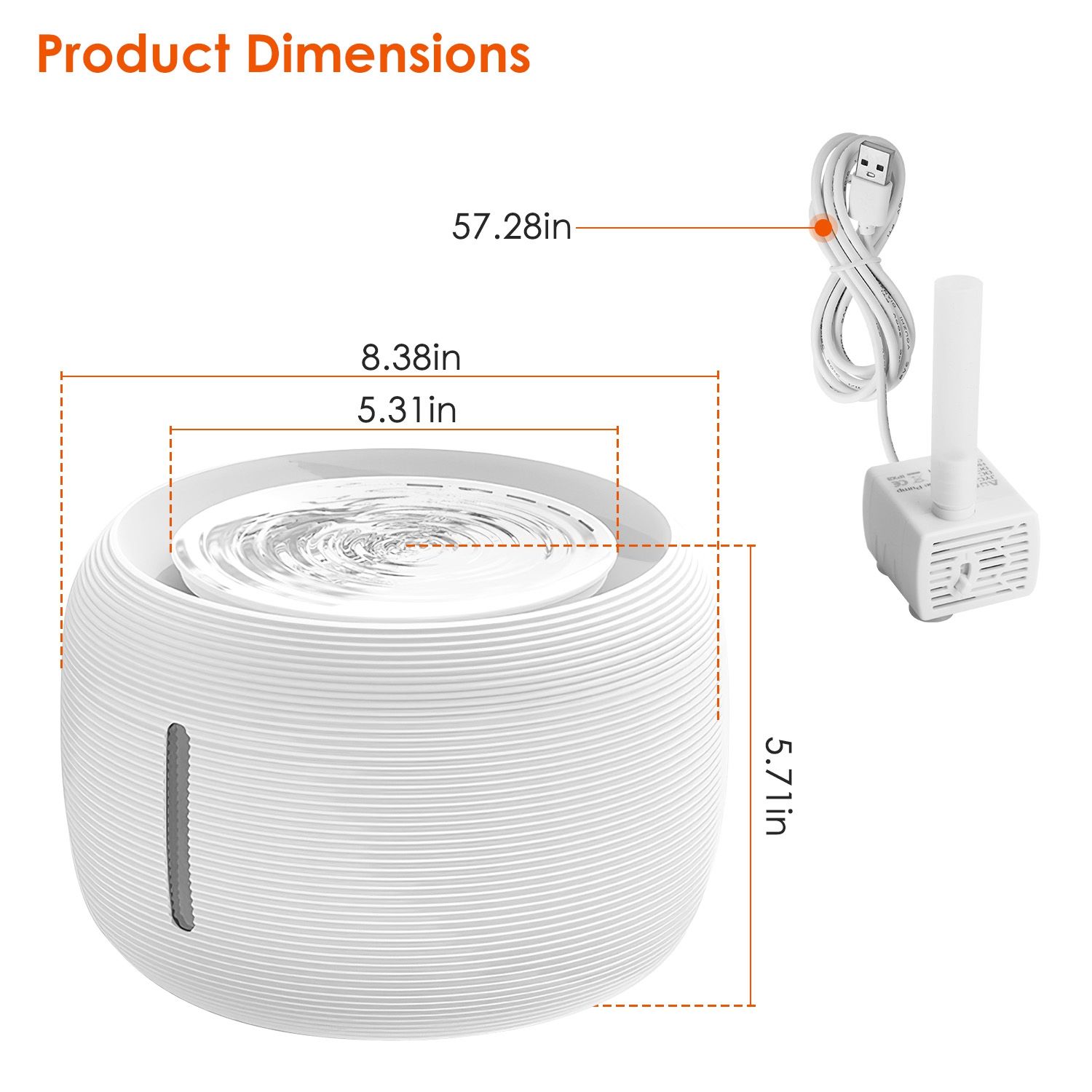 d0102hgp0ay 2.5L 84.54OZ Pet Water Fountain Smart Pet Drinking Fountain with LED Light 7 Pack Replaceable Filters Water Level Quiet Pump Dry-Run Protection Cat Dog - Image 7