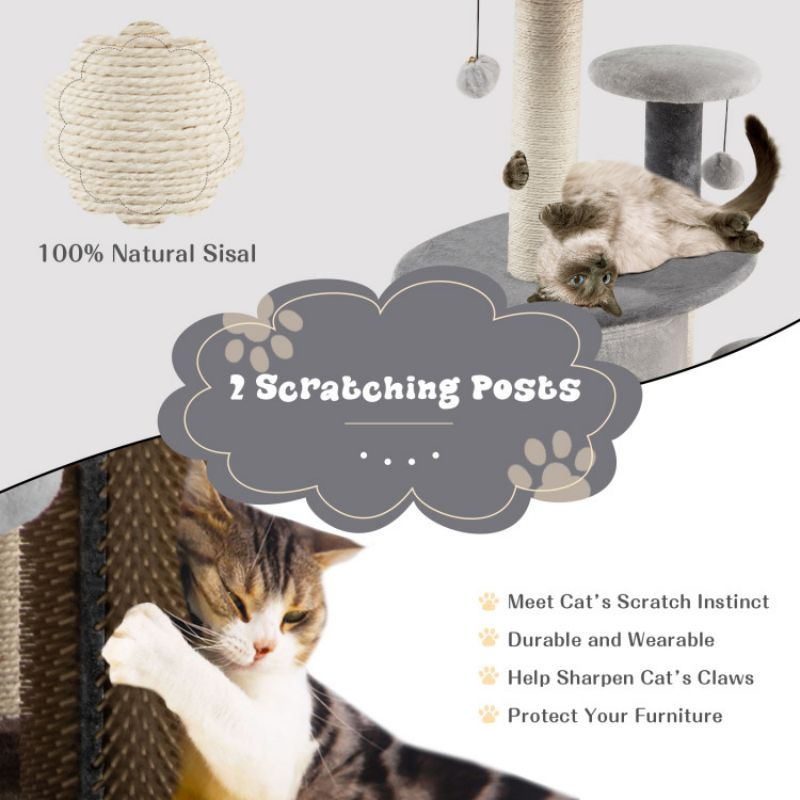 d0102hgt70y 40 Inch Cat Tree Tower Multi-Level Activity Tree with 2-Tier Cat-Hole Condo - Image 5