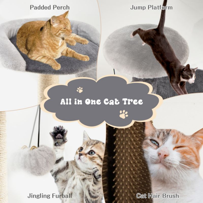 d0102hgt70y 40 Inch Cat Tree Tower Multi-Level Activity Tree with 2-Tier Cat-Hole Condo - Image 6