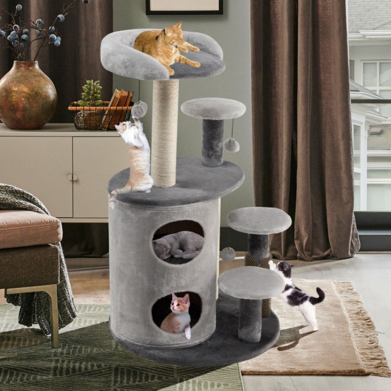 d0102hgt70y 40 Inch Cat Tree Tower Multi-Level Activity Tree with 2-Tier Cat-Hole Condo - Image 1