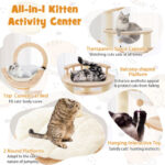 4-in-1 Large Wooden Cat Tower with Space Capsule Nest for Indoor Cats - Image 7