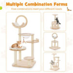 4-in-1 Large Wooden Cat Tower with Space Capsule Nest for Indoor Cats - Image 5