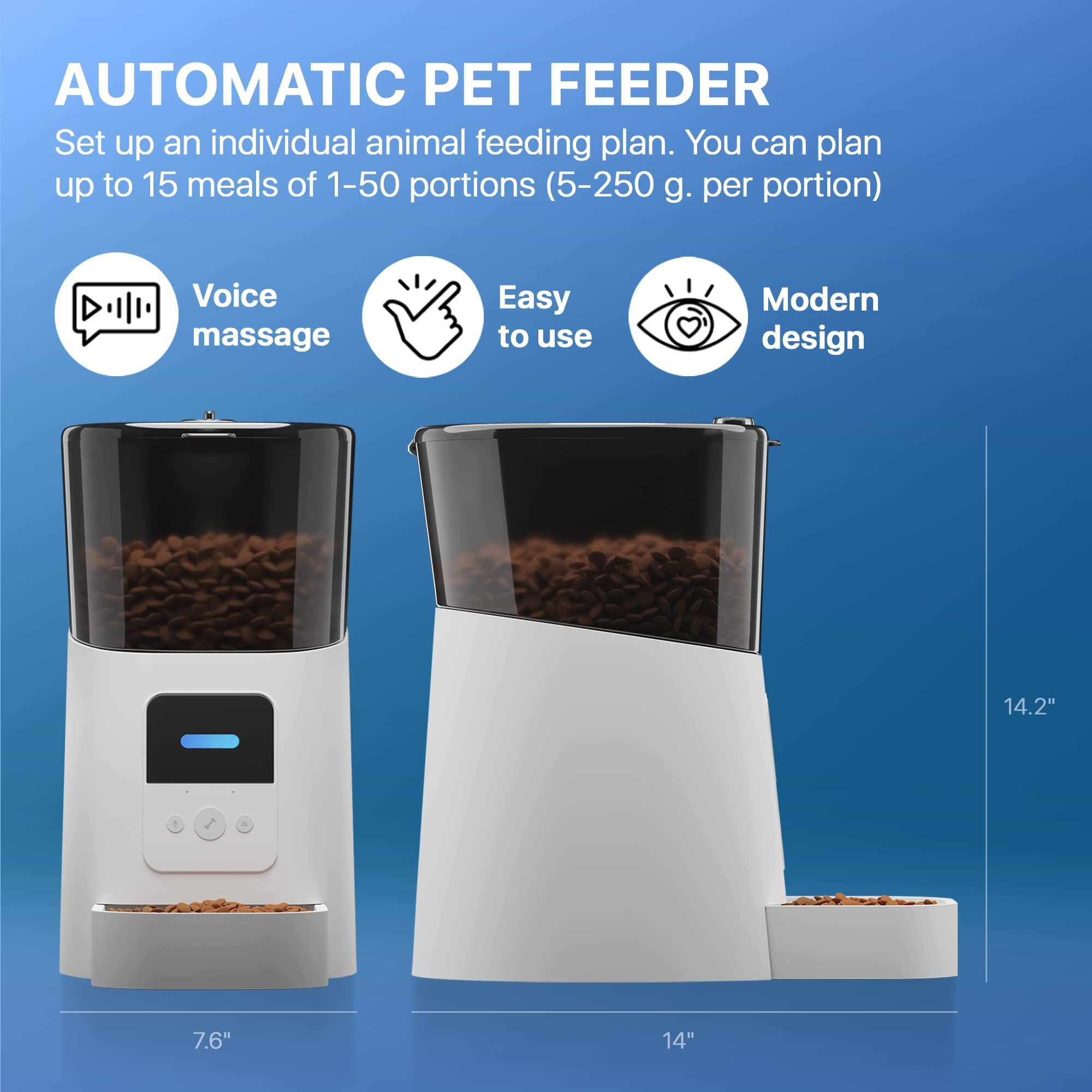 d0102himdw7 Automatic Cat Feeders with App. 6L Capacity Automatic Cat Food Dispenser with Programmable Timer, Voice Recorder. Wifi Cat Feeder Automatic. Automatic Pet Feeder for Dry Food - Image 2